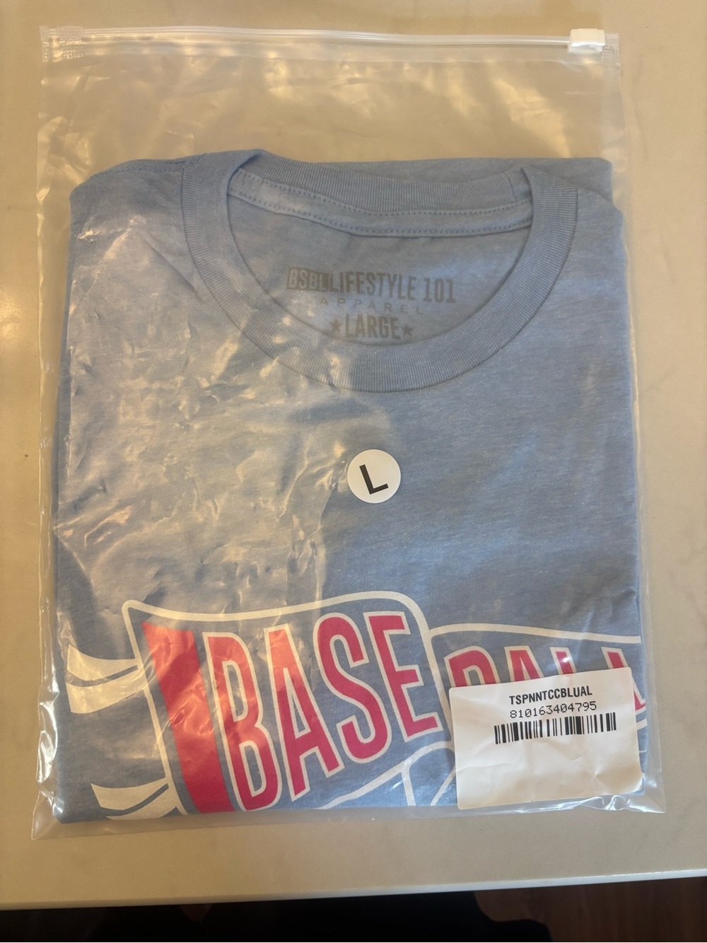 BASEBALL LIFESTYLE 101 Pennant Short Sleeve Tee in Light Blue